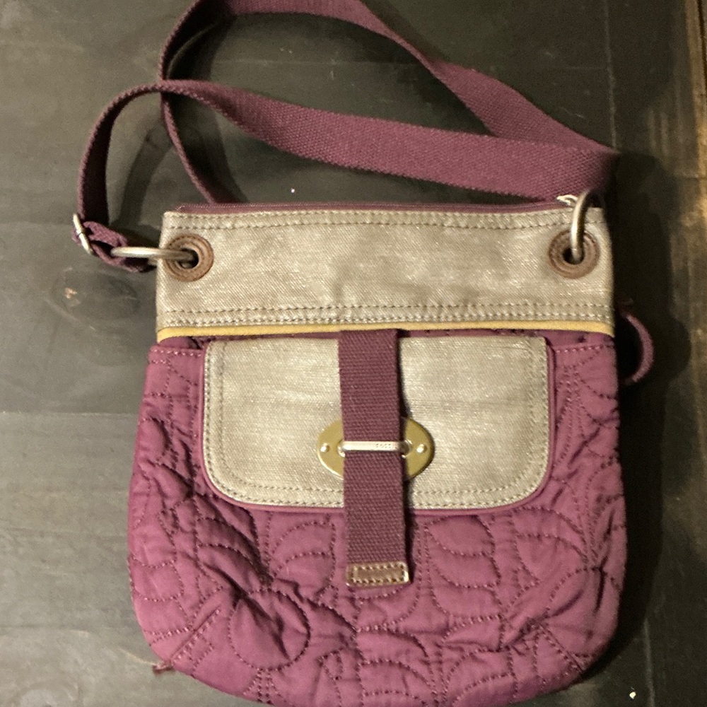 Fossil Purple and Gray Crossbody Bag